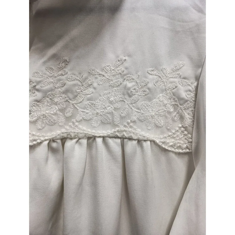 Oscar De Larenta‎ Pink Label Womens Long Night Gown Size Large White Satin Lace